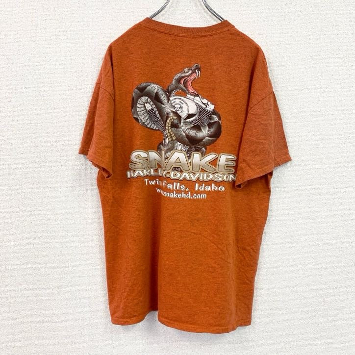 HARLEY DAVIDSON　ハーレーダビッドソン　半袖プリントTシャツ　オレンジ　Lサイズ