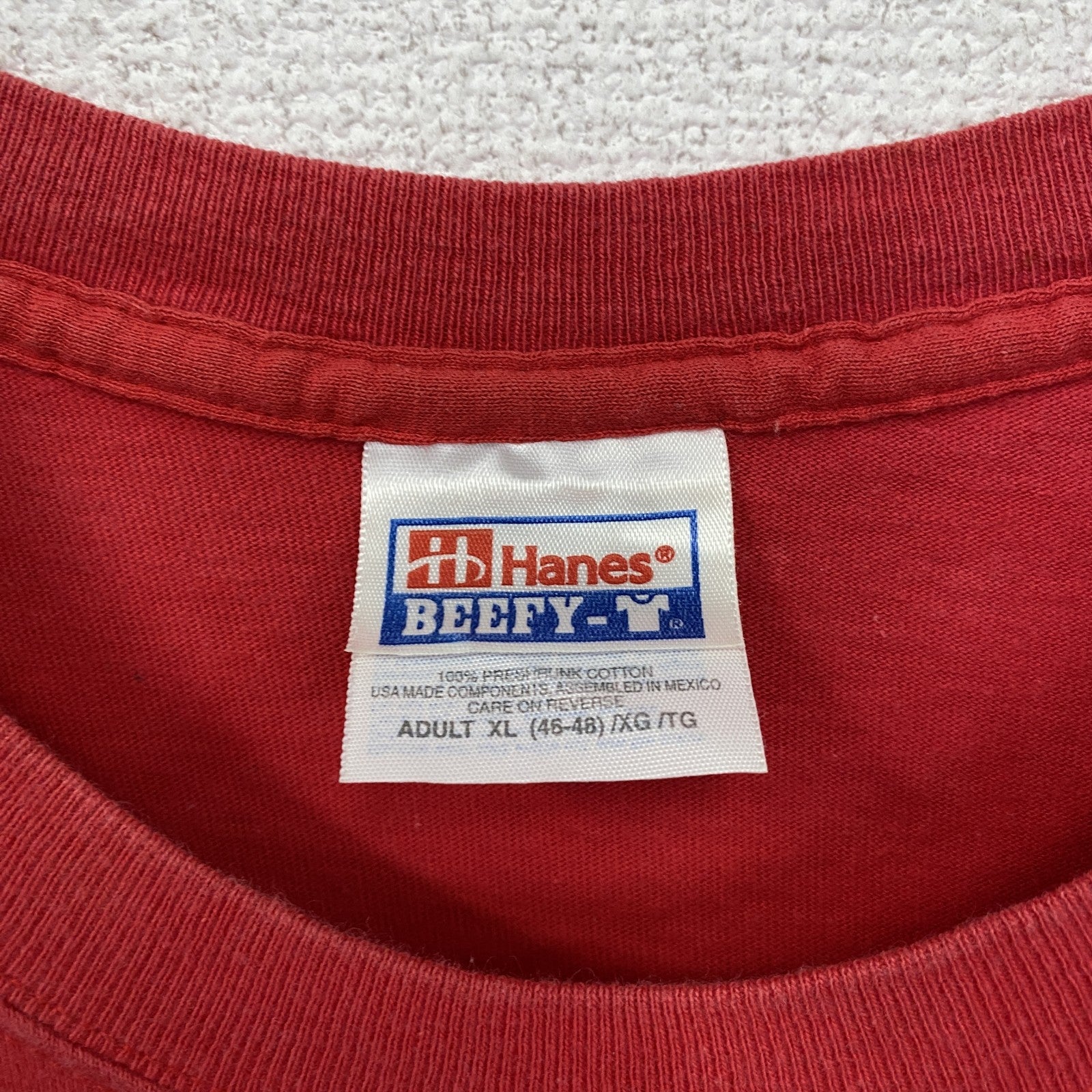 古着 used　00s　Hanes　BEEFY-T　早稲田大学　水泳部　半袖プリントTシャツ　赤　レッド　XLサイズ