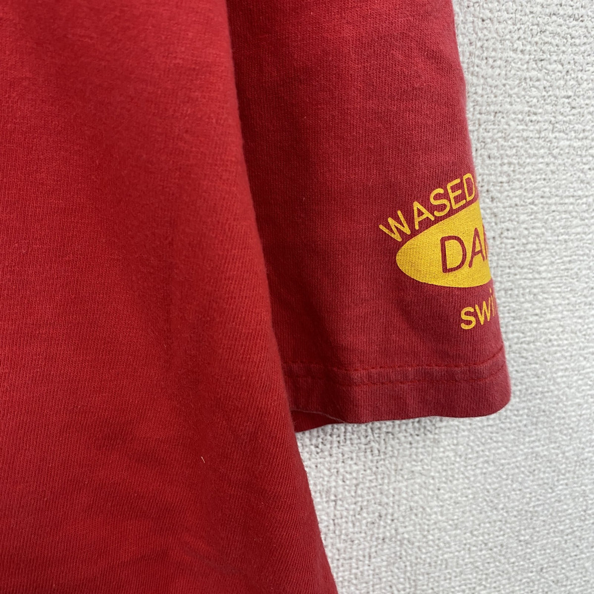 古着 used　00s　Hanes　BEEFY-T　早稲田大学　水泳部　半袖プリントTシャツ　赤　レッド　XLサイズ
