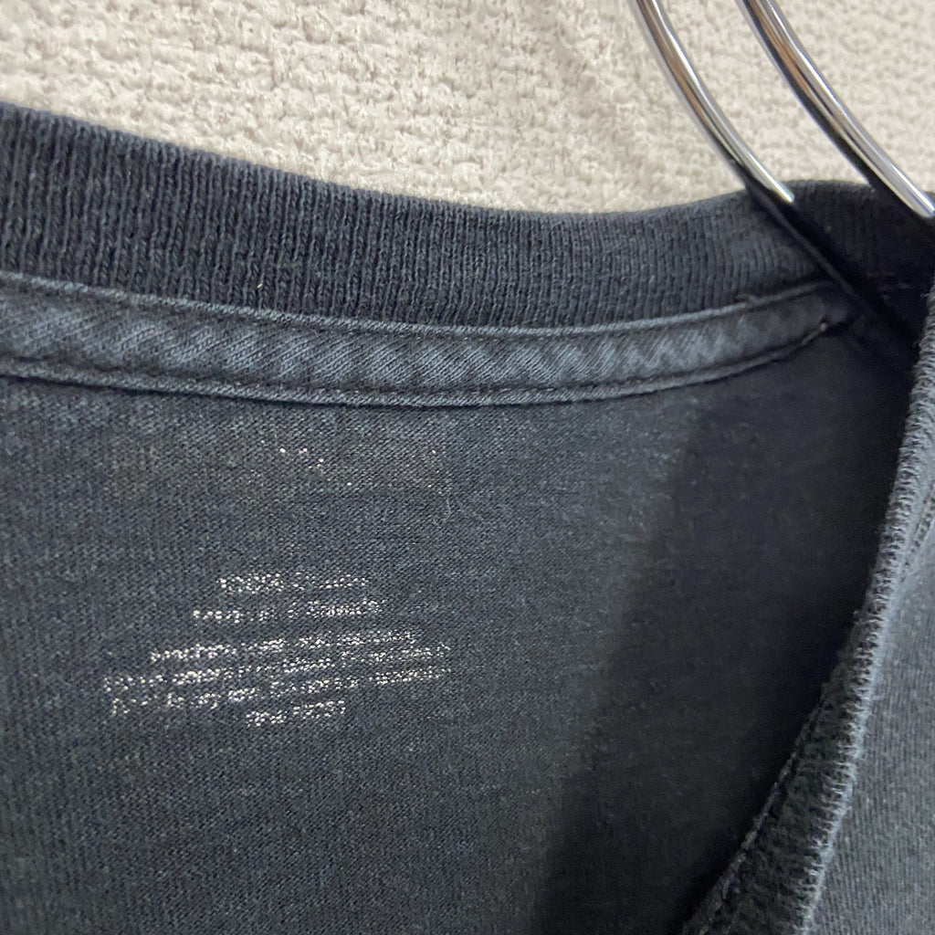 半袖プリントTシャツ　クイーンズ校　カレッジロゴ　3連プリント　クルーネック　黒　ブラック　古着