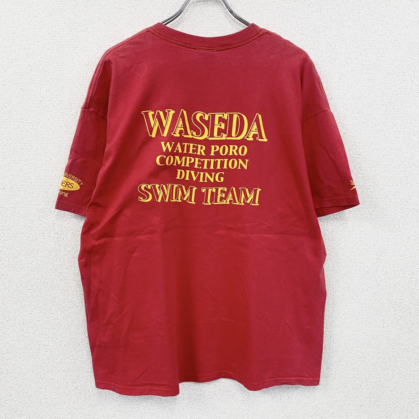 古着 used　00s　Hanes　BEEFY-T　早稲田大学　水泳部　半袖プリントTシャツ　赤　レッド　XLサイズ