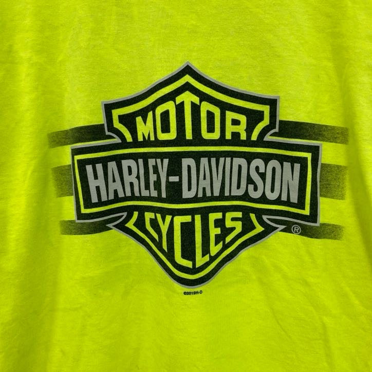HARLEY DAVIDSON　ハーレーダビッドソン　長袖プリントTシャツ　蛍光色　黄色　イエロー　2XLサイズ