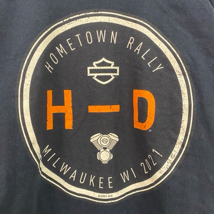 HARLEY DAVIDSON　ハーレーダビッドソン　長袖両面プリントTシャツ　黒　ブラック　XLサイズ