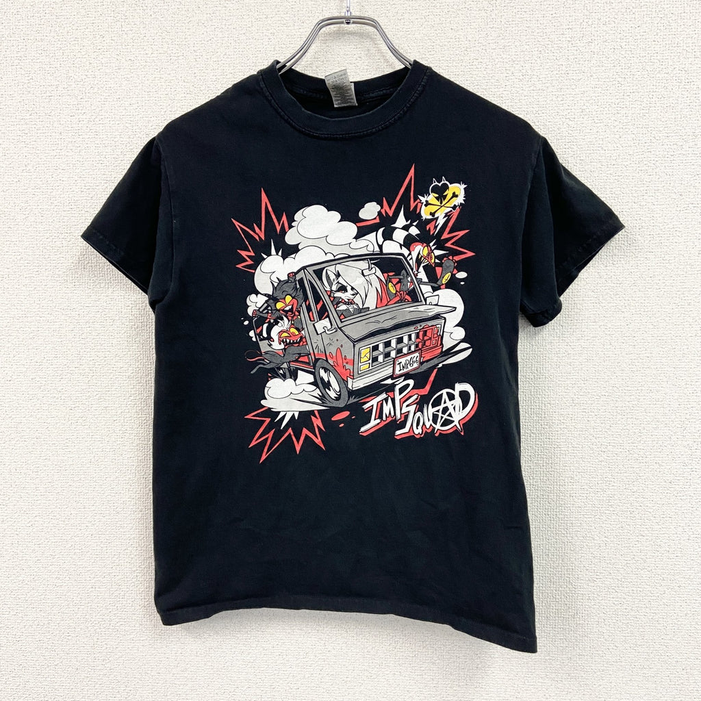 GILDAN　ギルダン　半袖アニメプリントTシャツ　キャラクターT　ヘルヴァボス　黒　ブラック　Sサイズ　古着