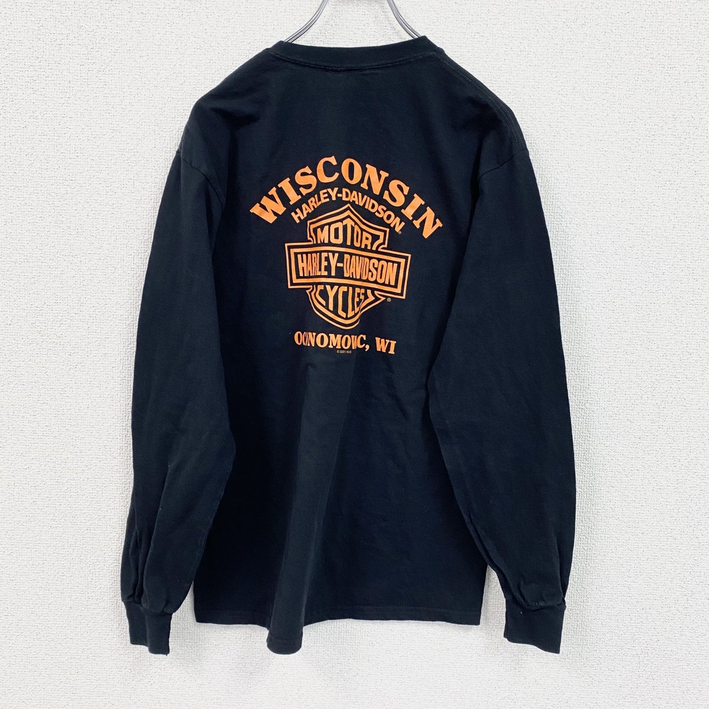 HARLEY DAVIDSON　ハーレーダビッドソン　長袖両面プリントTシャツ　黒　ブラック　XLサイズ