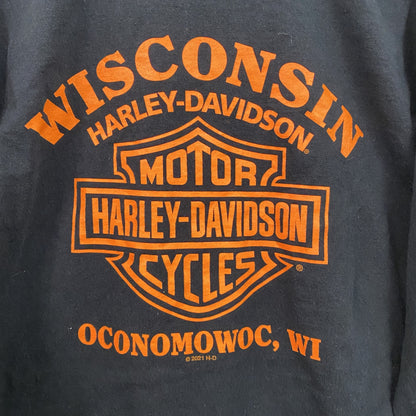 HARLEY DAVIDSON　ハーレーダビッドソン　長袖両面プリントTシャツ　黒　ブラック　XLサイズ