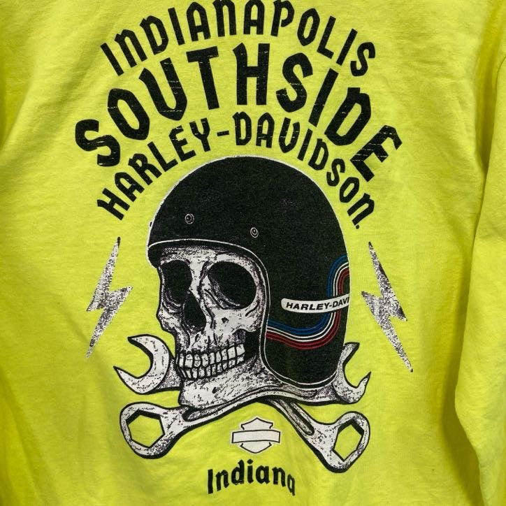 HARLEY DAVIDSON　ハーレーダビッドソン　長袖プリントTシャツ　蛍光色　黄色　イエロー　2XLサイズ