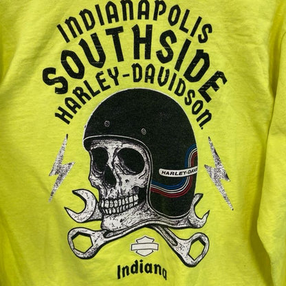 HARLEY DAVIDSON　ハーレーダビッドソン　長袖プリントTシャツ　蛍光色　黄色　イエロー　2XLサイズ