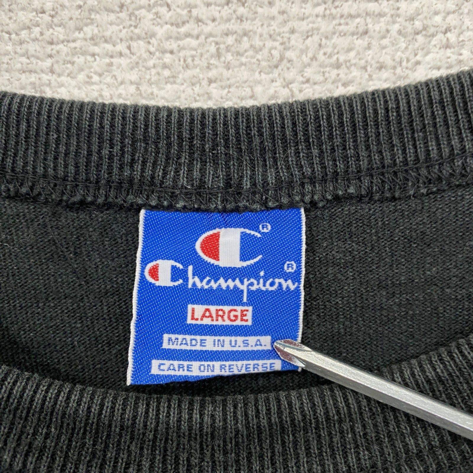 ～00s　Champion　チャンピオン　半袖プリントTシャツ　ヴィンテージ　黒　ブラック　Lサイズ　古着