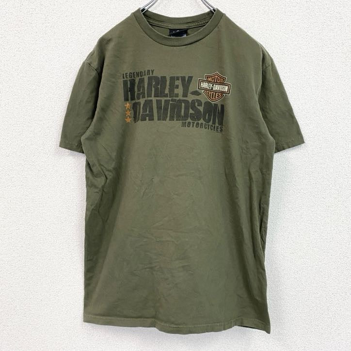 HARLEY DAVIDSON　ハーレーダビッドソン　長袖両面プリントTシャツ　カーキー　XLサイズ
