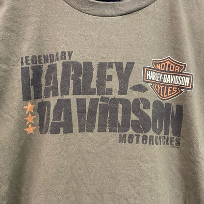 HARLEY DAVIDSON　ハーレーダビッドソン　長袖両面プリントTシャツ　カーキー　XLサイズ