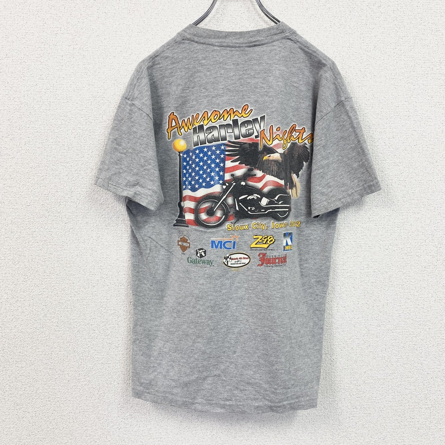 00s　HARLEY DAVIDSON　ハーレーダビッドソン　半袖プリントTシャツ　灰色　グレー　Mサイズ