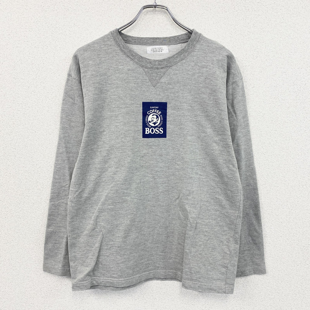 SUNTORY　サントリー　BOSS　ボス　長袖プリントTシャツ/ロンT　グレー　灰色　　古着