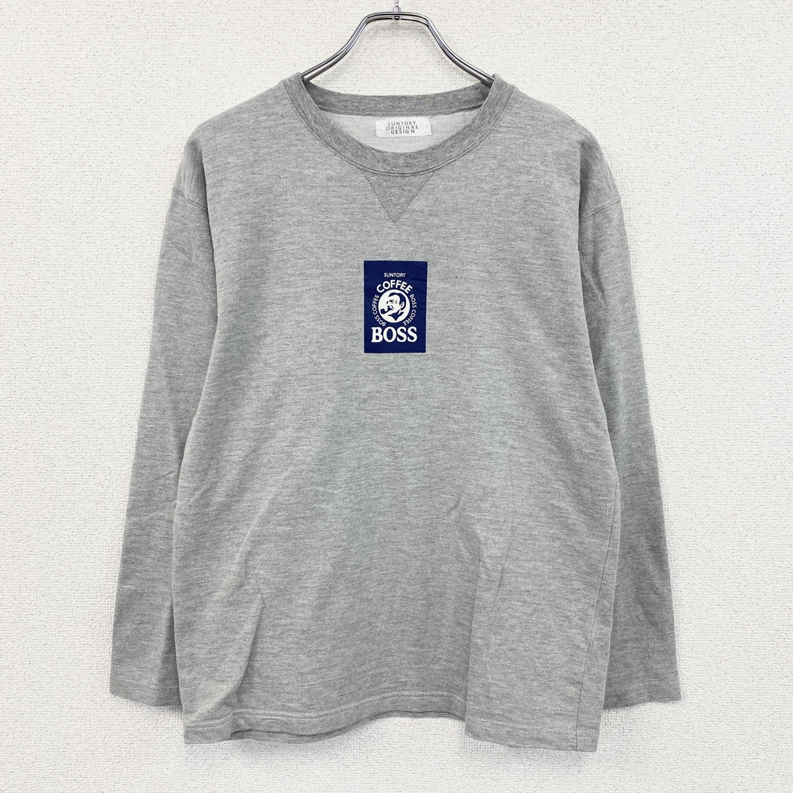 SUNTORY　サントリー　BOSS　ボス　長袖プリントTシャツ/ロンT　グレー　灰色　　古着