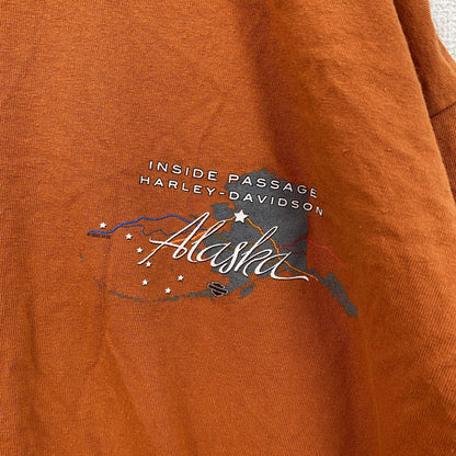 HARLEY DAVIDSON　ハーレーダビッドソン　長袖両面プリントTシャツ　オレンジ　2XLサイズ