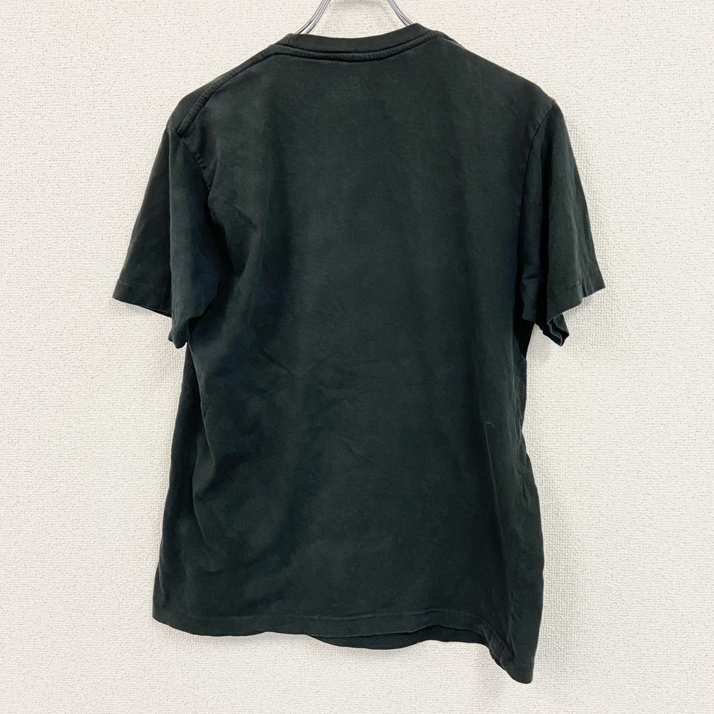 the green project　半袖プリントTシャツ　だまし絵　ミニ缶バッジ　黒　ブラック　Lサイズ　古着