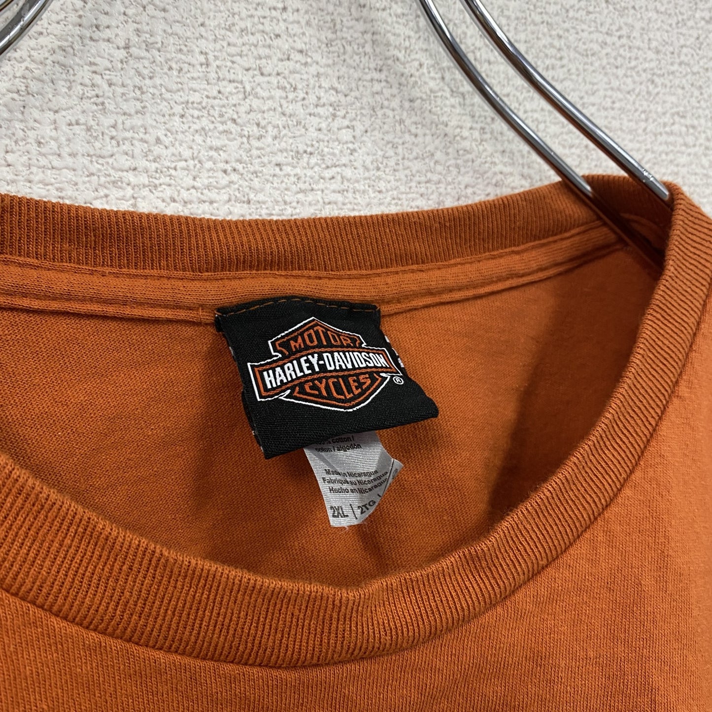 HARLEY DAVIDSON　ハーレーダビッドソン　長袖両面プリントTシャツ　オレンジ　2XLサイズ