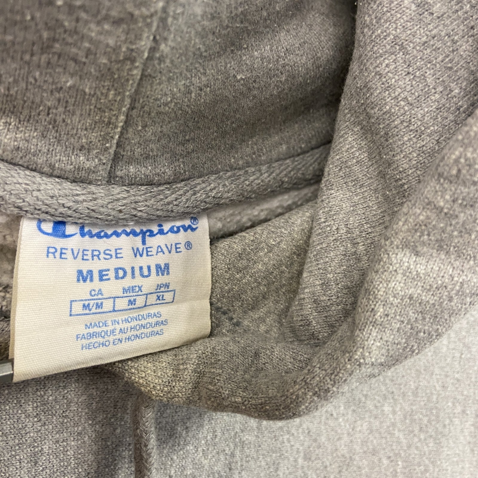 Champion　チャンピオン　リバースウィーブ　スウェットパーカー/フーディー　3連プリント　現行　灰色　グレー　Mサイズ　古着