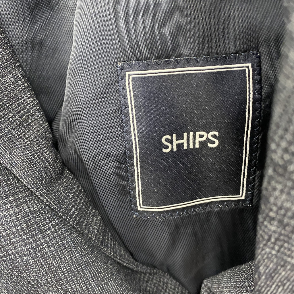 SHIPS　シップス　ロロピアーナ生地　テーラードジャケット　チェック柄　灰色　グレー　古着