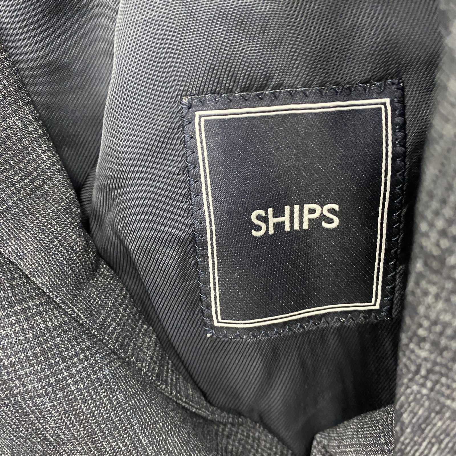 SHIPS　シップス　ロロピアーナ生地　テーラードジャケット　チェック柄　灰色　グレー　古着