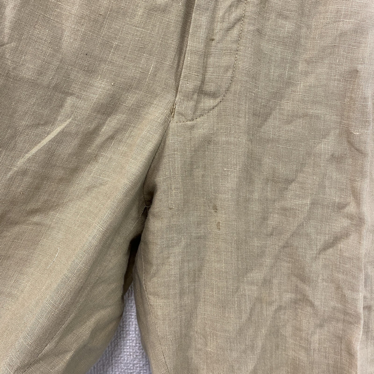 Papas　パパス　リネンパンツ　2タック　ベージュ　XLサイズ　古着