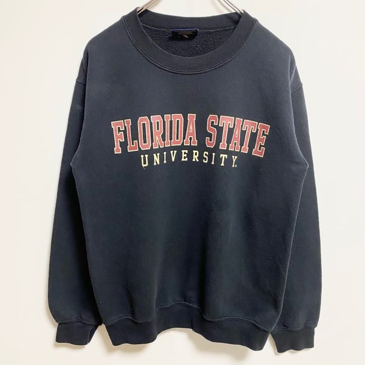 MV SPORT　長袖カレッジロゴプリントスウェット　トレーナー　フロリダ州立大学　ネイビー　紺　秋冬服　Sサイズ　古着