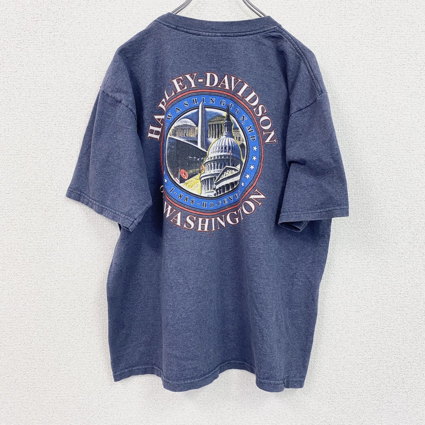 00s　HARLEY DAVIDSON　ハーレーダビッドソン　半袖両面プリントTシャツ　青　ブルー　Lサイズ