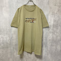 半袖刺繍Tシャツ　キャメル色　レトロ　デザイン　個性的　クルーネック　春夏服　ビッグシルエット　オーバーサイズ　古着