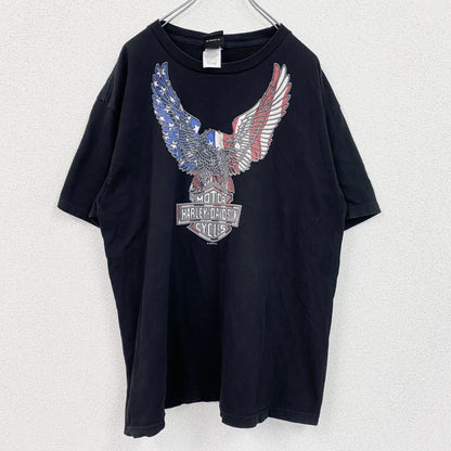 HARLEY DAVIDSON　ハーレーダビッドソン　半袖両面プリントTシャツ　黒　ブラック　XLサイズ