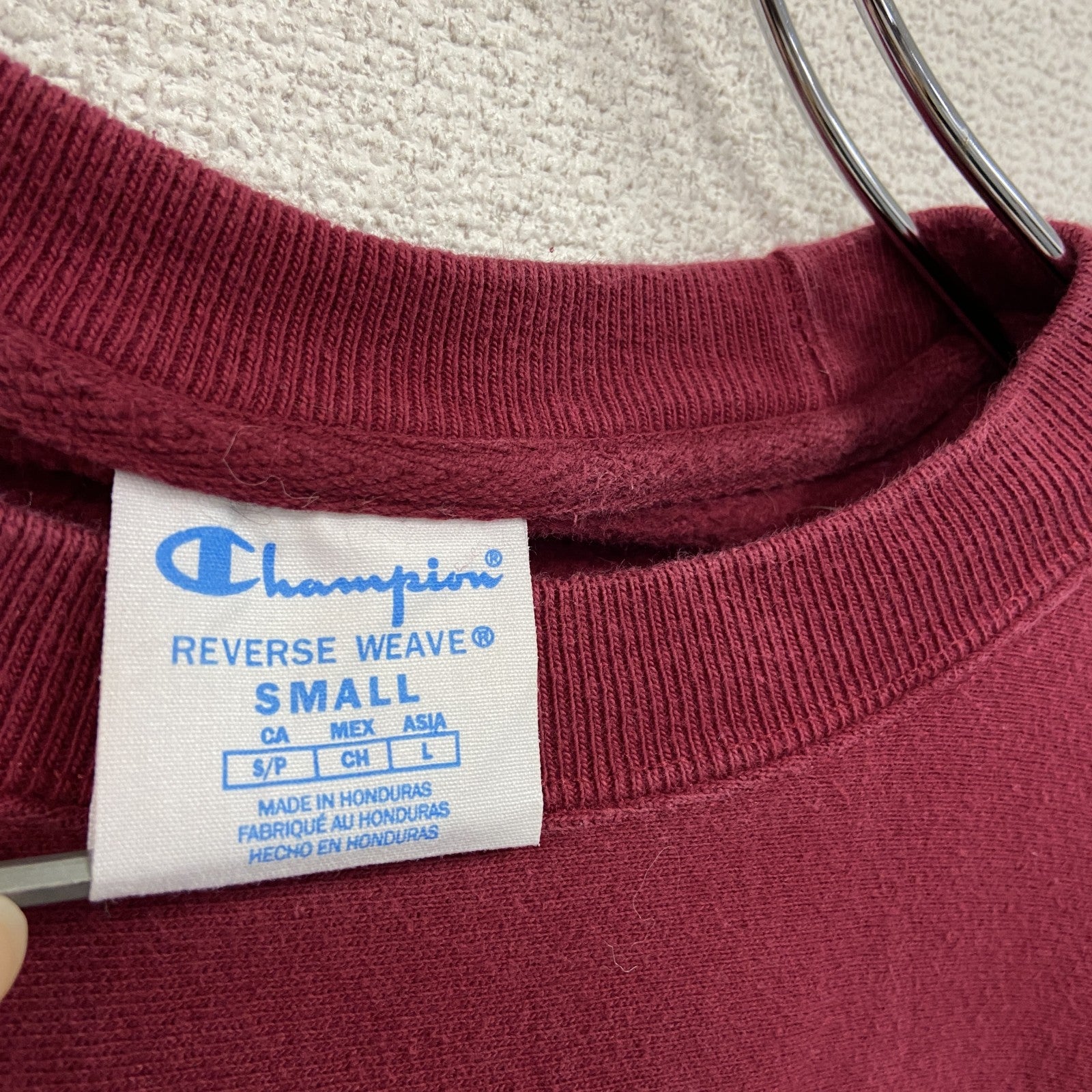 Champion　チャンピオン　リバースウィーブ　スウェット/トレーナー　ヘビーウエイト　刺繍ロゴ　現行　ボルドー　Sサイズ　古着