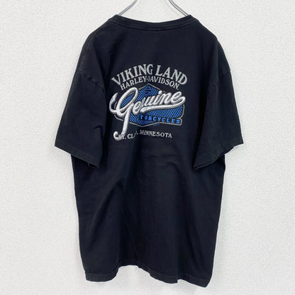 HARLEY DAVIDSON　ハーレーダビッドソン　半袖両面プリントTシャツ　黒　ブラック　XLサイズ