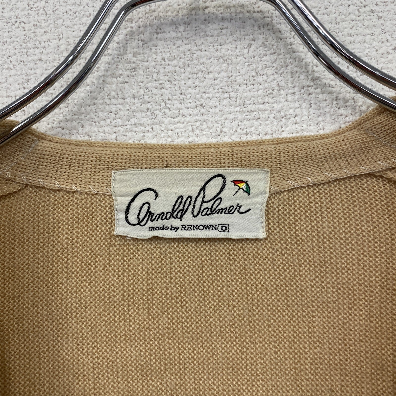 ～90s　Arnold Palmer　アーノルドパーマー　ウールニットカーディガン　ヴィンテージ　ベージュ　　古着