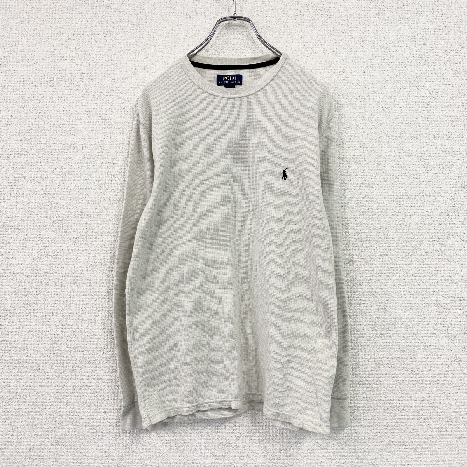 POLO RALPH LAUREN　ポロラルフローレン　長袖Tシャツ/サーマルロンT　ワッフル　灰色　グレー　Lサイズ