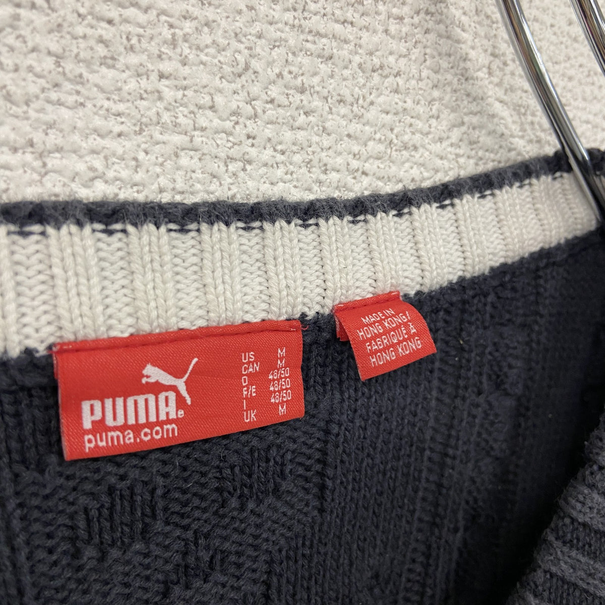 PUMA　プーマ　コットンニットセーター　ドクロ　黒　ブラック　Mサイズ メンズ 古着
