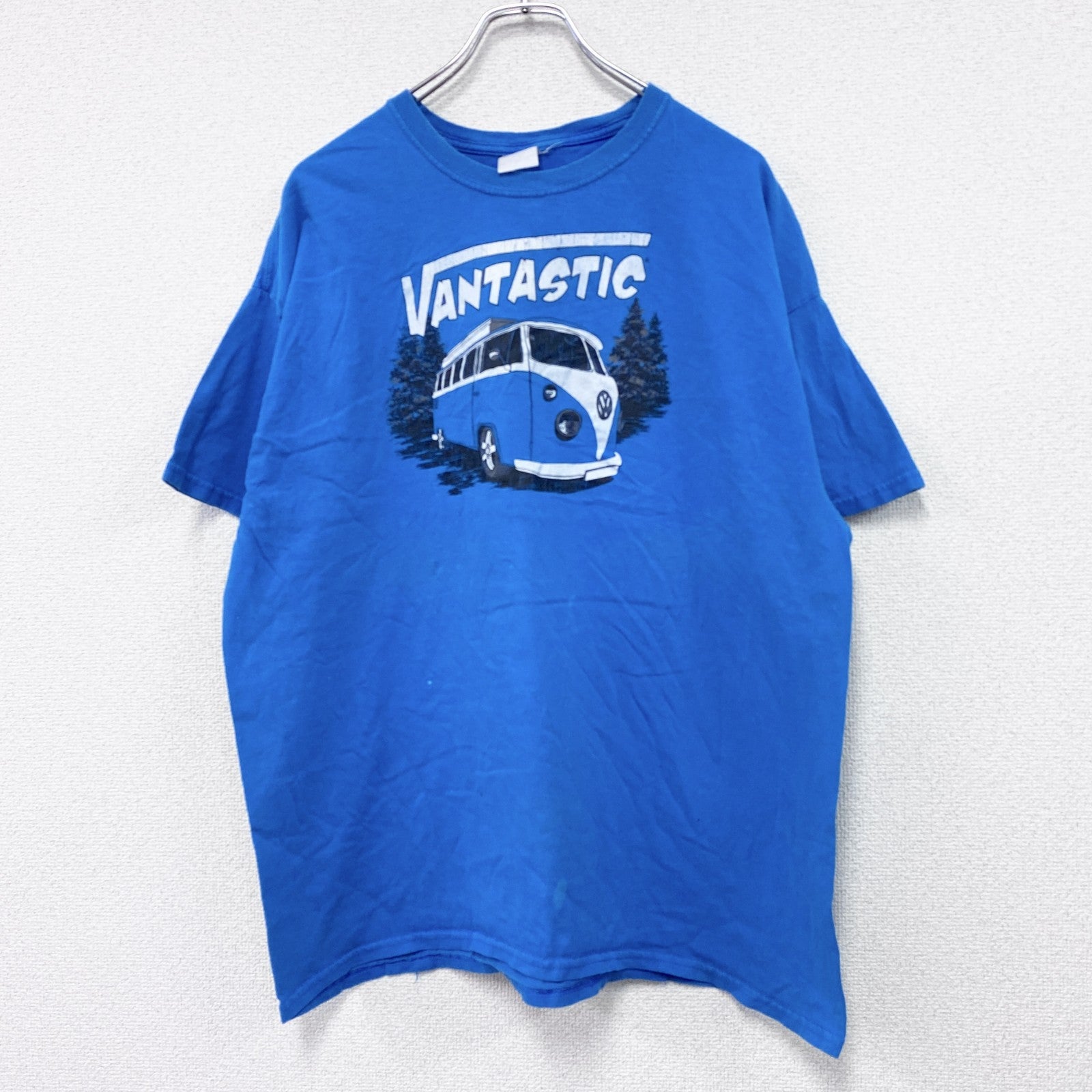 Volkswagen　フォルクスワーゲン　半袖Tシャツ　ワーゲンバス　青　ブルー　古着