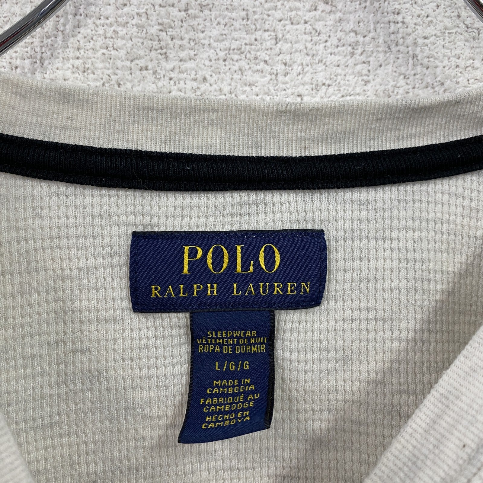 POLO RALPH LAUREN　ポロラルフローレン　長袖Tシャツ/サーマルロンT　ワッフル　灰色　グレー　Lサイズ