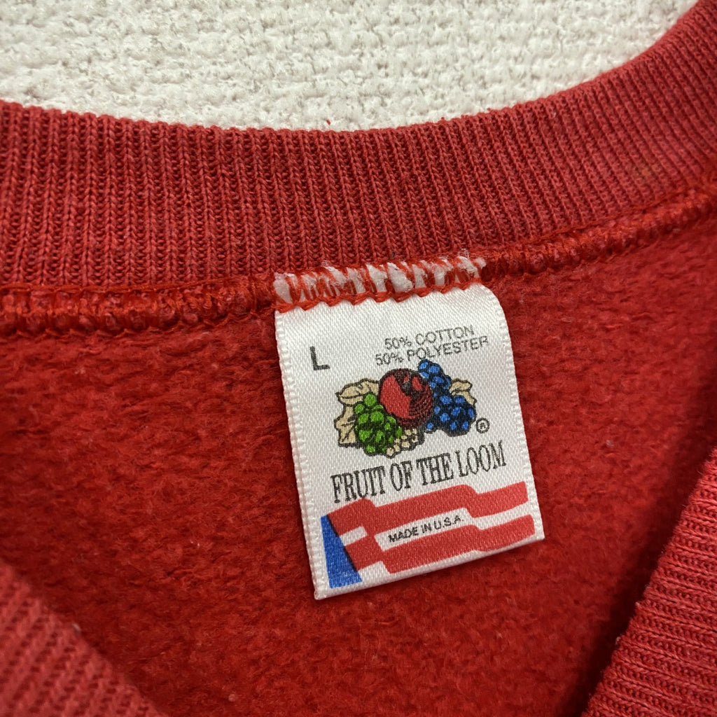80s～　FRUIT OF THE LOOM　スウェット/トレーナー　ラグランスリーブ　ヴィンテージ　赤　レッド　Lサイズ　古着