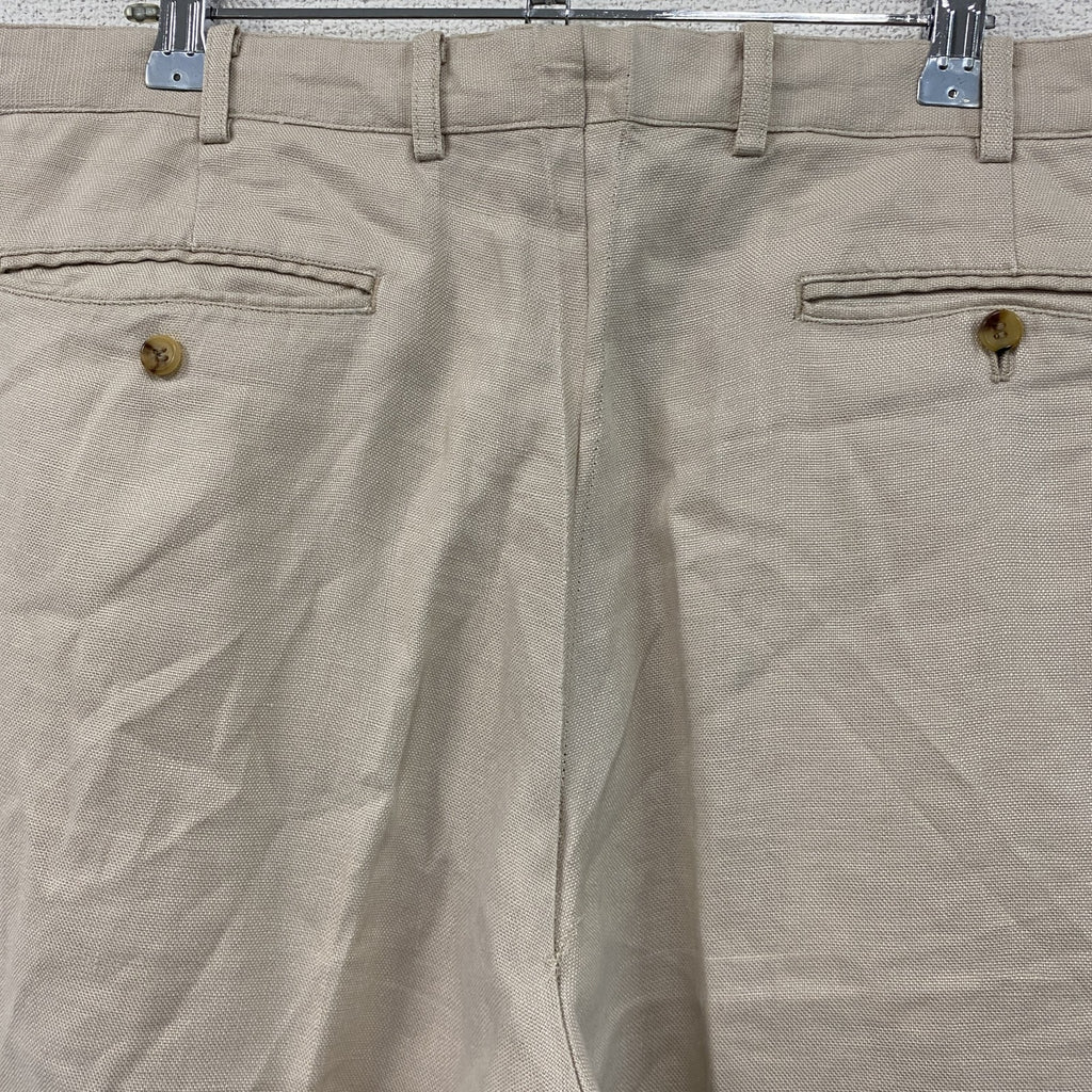 Papas　パパス　リネンパンツ　2タック　ベージュ　XLサイズ　古着