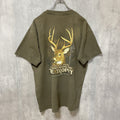GILDAN　ギルダン　半袖アニマルプリントTシャツ　バックプリント　茶色　ブラウン　レトロデザイン　クルーネック　Lサイズ　古着