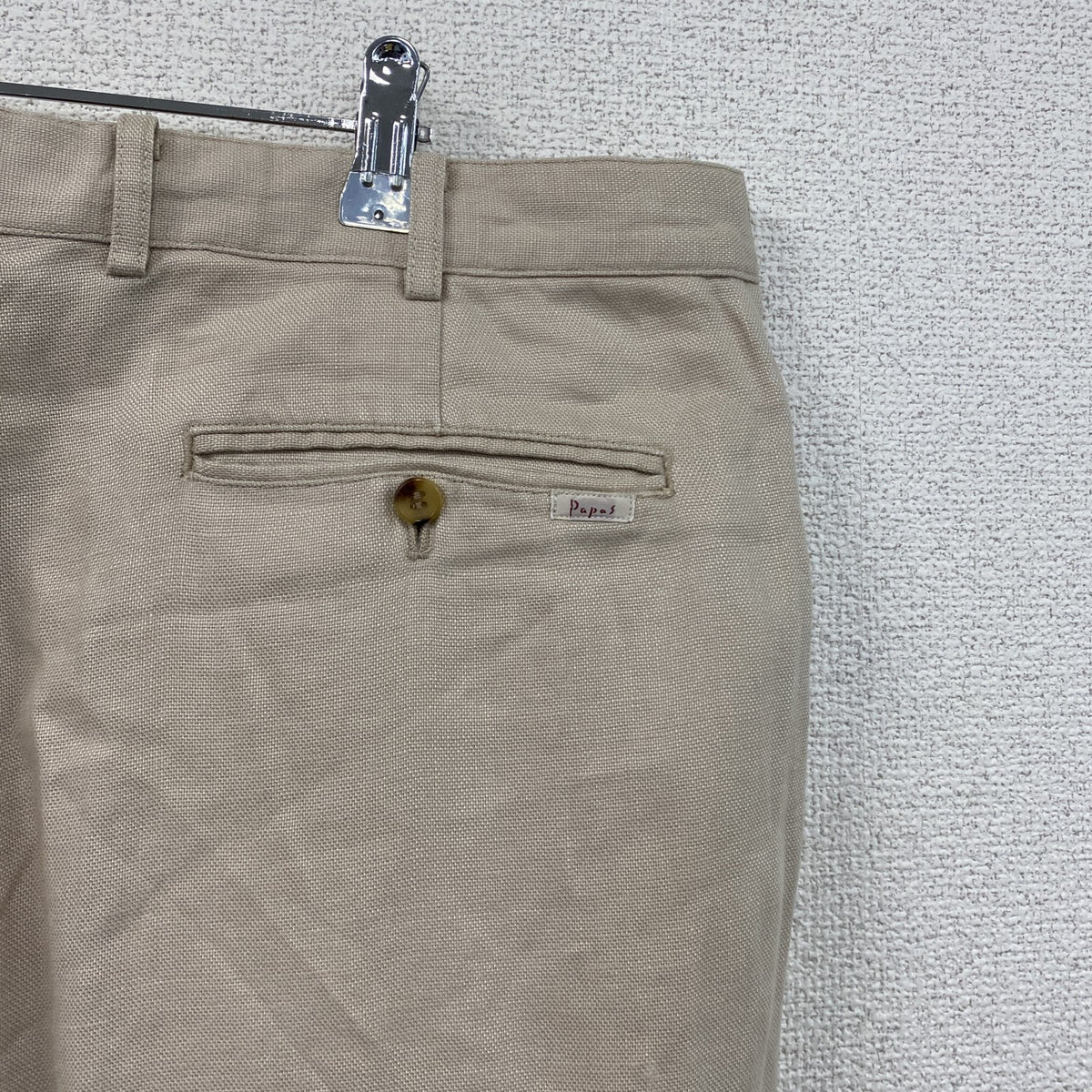 Papas　パパス　リネンパンツ　2タック　ベージュ　XLサイズ　古着