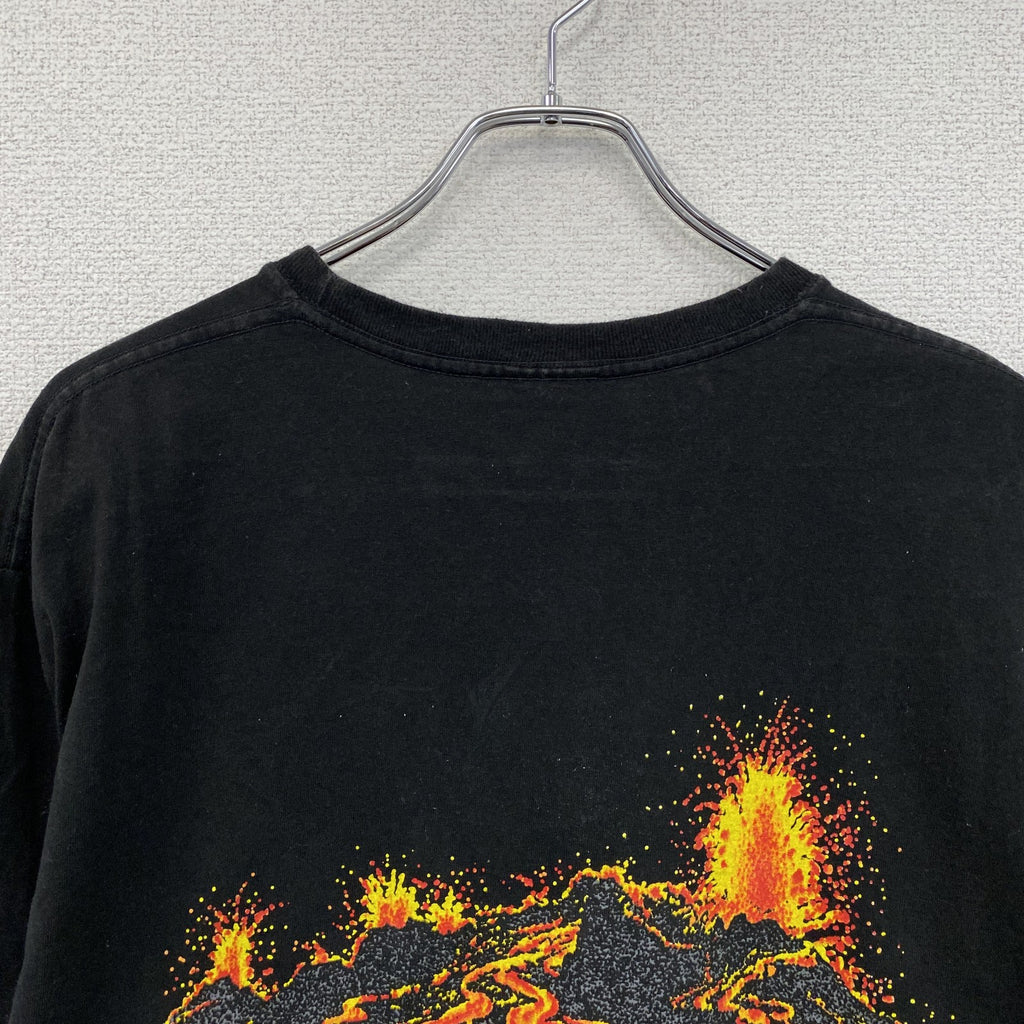 00s　キラウエア火山　半袖プリントTシャツ　ヴィンテージ　黒　ブラック　古着