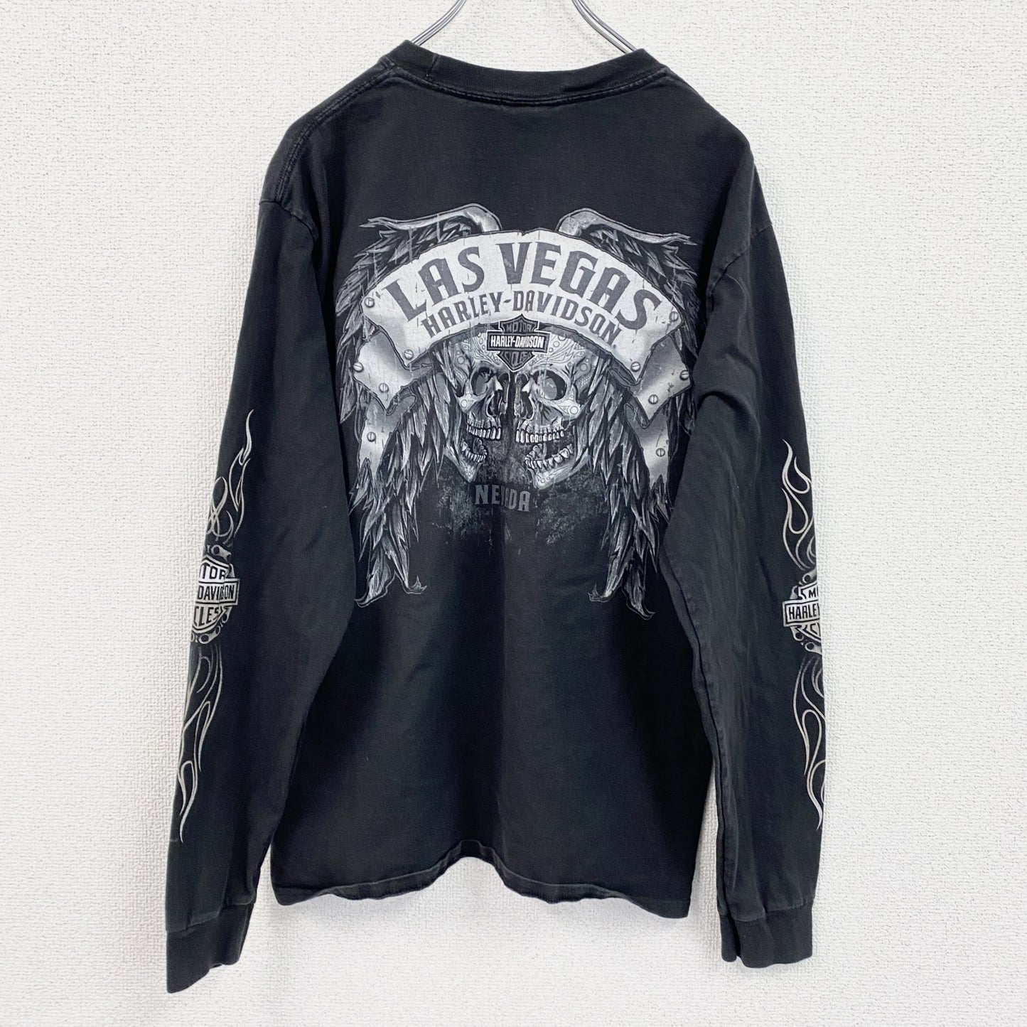 HARLEY DAVIDSON　ハーレーダビッドソン　長袖両面プリントTシャツ　黒　ブラック　Mサイズ