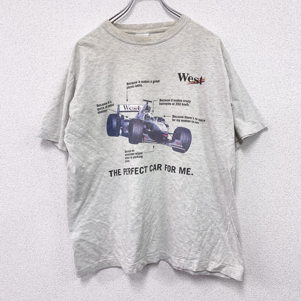 ～00s　半袖Tシャツ　F1カー　ユーロ　ヴィンテージ　霜降りグレー　Lサイズ　古着