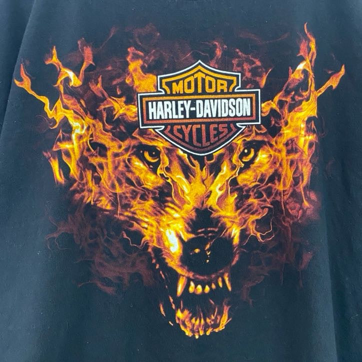 00s　HARLEY DAVIDSON　ハーレーダビッドソン　半袖プリントTシャツ　黒　ブラック　2XLサイズ