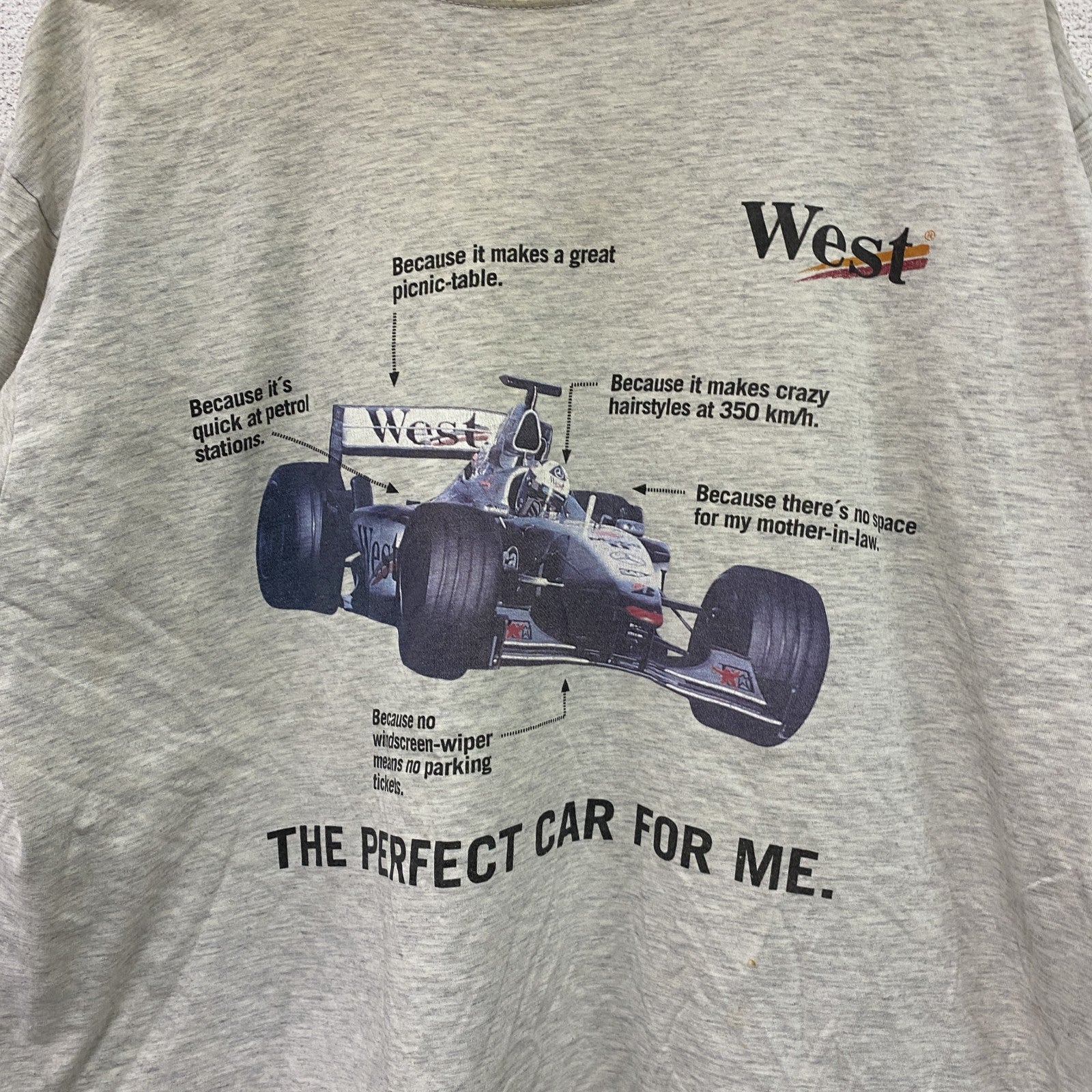 ～00s　半袖Tシャツ　F1カー　ユーロ　ヴィンテージ　霜降りグレー　Lサイズ　古着