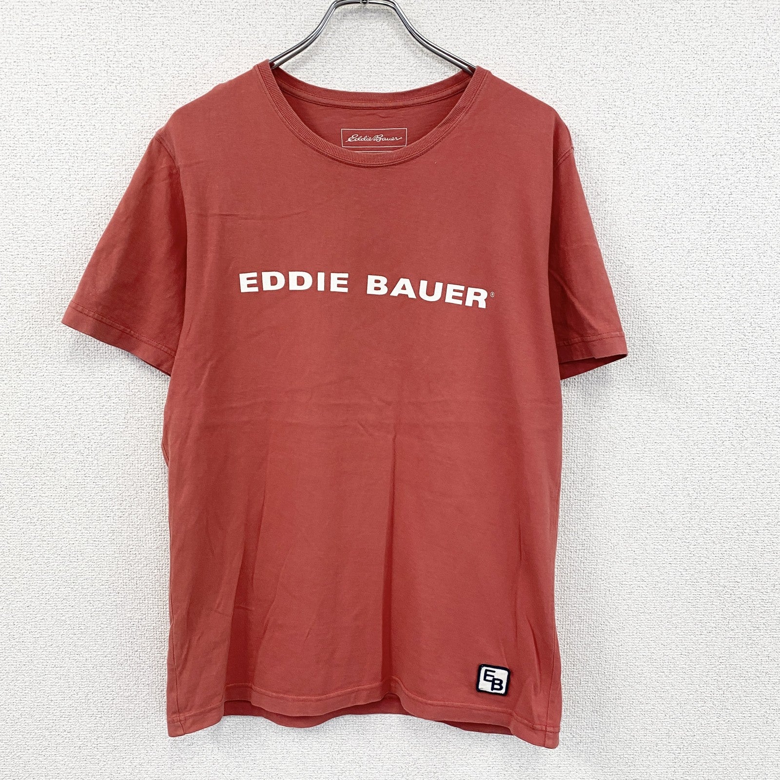 Eddie Bauer　エディーバウアー　半袖プリントTシャツ　赤　レッド　Sサイズ　古着