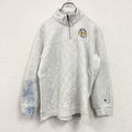 Champion　リバースウィーブ　ハーフジップスウェット/トレーナー　ヘビーウエイト　刺繍ロゴ　現行　霜降りグレー　XLサイズ　古着