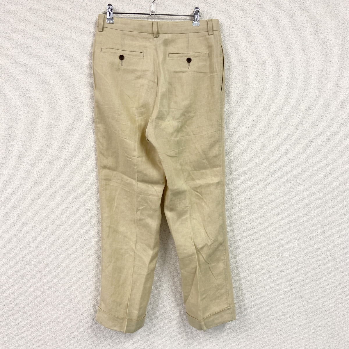 00s　BANANA REPUBLIC　バナナリパブリック　リネンパンツ　ジップフライ　2タック　ベージュ　36Rサイズ　古着