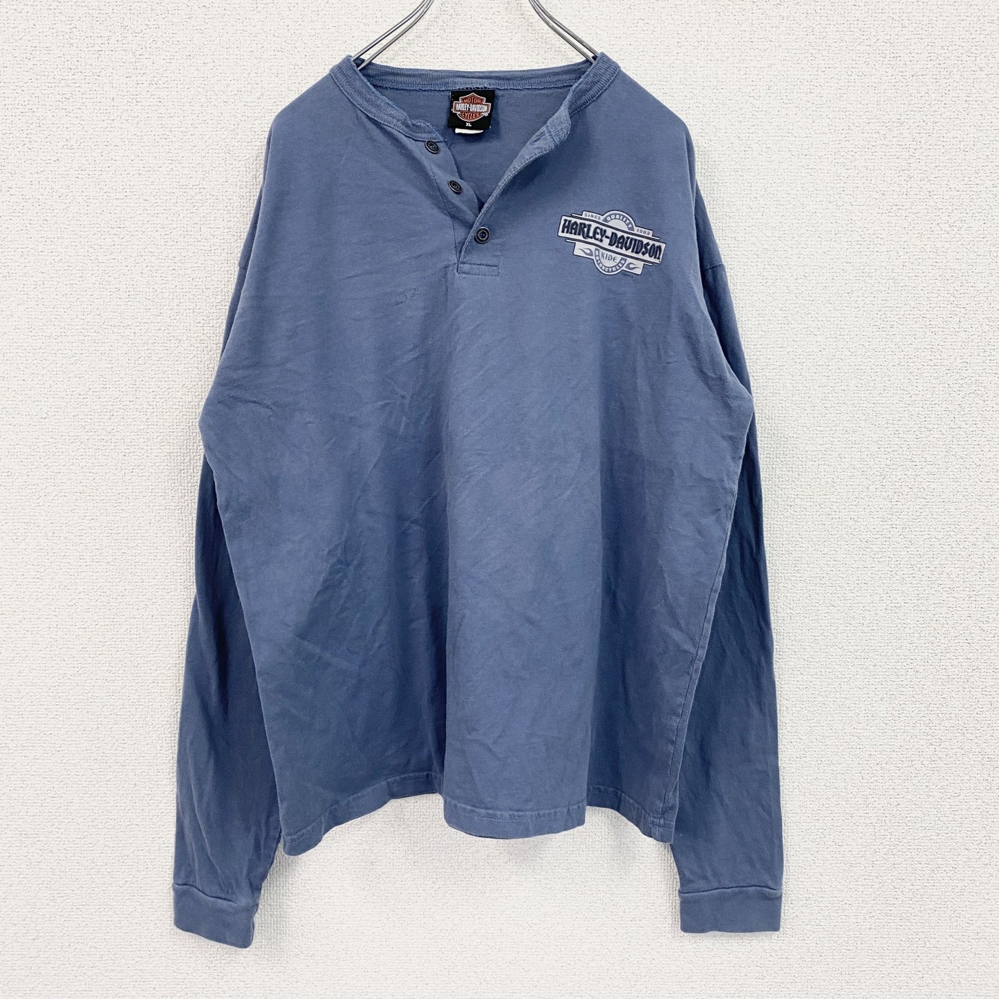 00s　HARLEY DAVIDSON　ハーレーダビッドソン　長袖両面プリントTシャツ　青　ブルー　XLサイズ