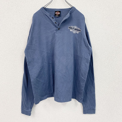 00s　HARLEY DAVIDSON　ハーレーダビッドソン　長袖両面プリントTシャツ　青　ブルー　XLサイズ